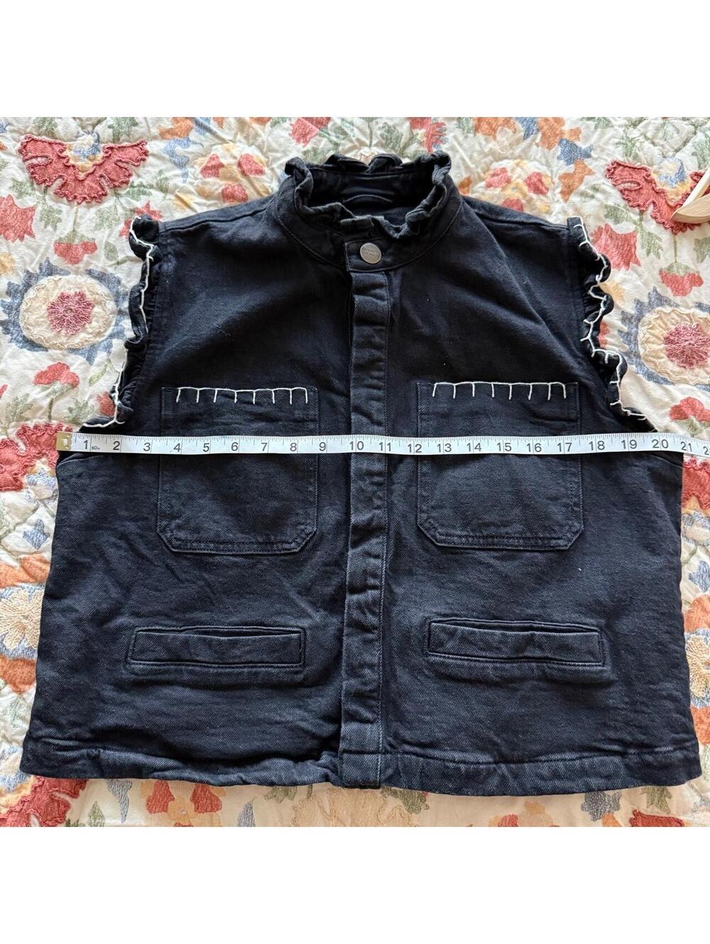 Seventy + Mochi for Anthropologie Women's Black Denim Vest sz Medium - Picture 3 of 7